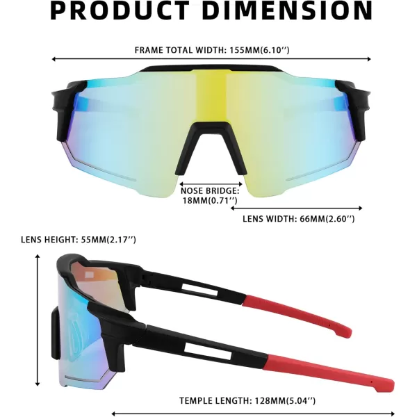 FEISEDY Men Women Sunglasses Sports Baseball Glasses Cycling Shades for Youth Teenss B4071Black FrameGreen Mirror