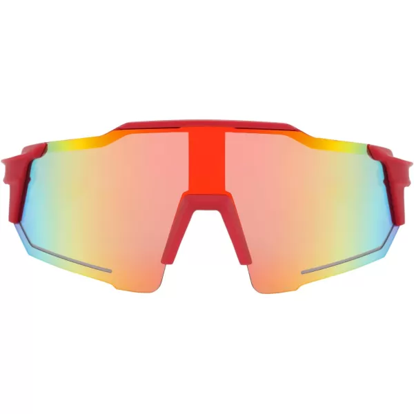 FEISEDY Men Women Sunglasses Sports Baseball Glasses Cycling Shades for Youth Teenss B4071Red FrameRed Mirror