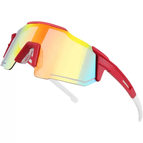 FEISEDY Men Women Sunglasses Sports Baseball Glasses Cycling Shades for Youth Teenss B4071Red FrameRed Mirror