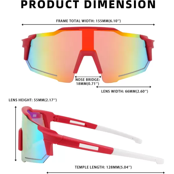 FEISEDY Men Women Sunglasses Sports Baseball Glasses Cycling Shades for Youth Teenss B4071Red FrameRed Mirror