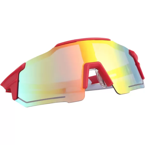 FEISEDY Men Women Sunglasses Sports Baseball Glasses Cycling Shades for Youth Teenss B4071Red FrameRed Mirror