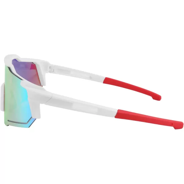 FEISEDY Men Women Sunglasses Sports Baseball Glasses Cycling Shades for Youth Teenss B4071White FrameRed Mirror