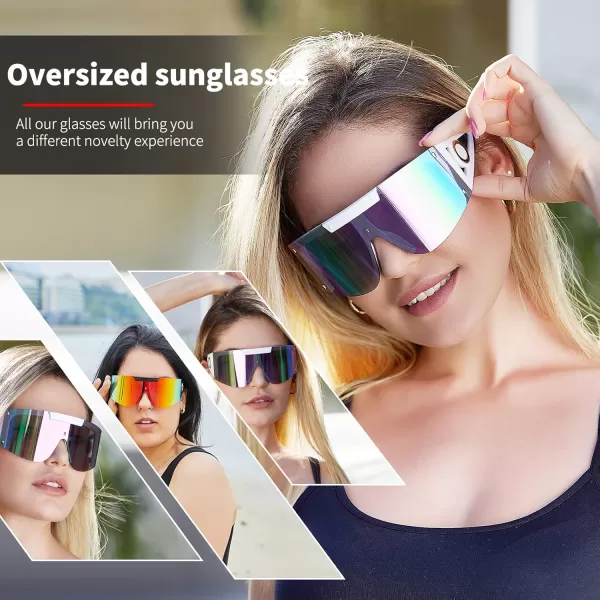 FEISEDY One Piece Oversized Sunglasses for Men Women Big Shades Wrap Shield Sunglasses for Cycling Driving Vacation B4027Black Frame  Red Mirrored Lens