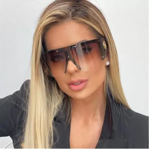 FEISEDY One Piece Oversized Sunglasses for Men Women Big Shades Wrap Shield Sunglasses for Cycling Driving Vacation B4027Leopard Frame  Gradual Tea Lens
