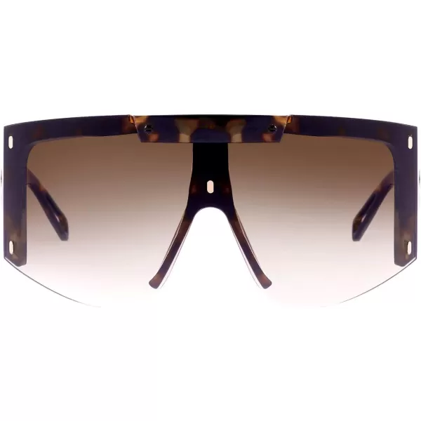 FEISEDY One Piece Oversized Sunglasses for Men Women Big Shades Wrap Shield Sunglasses for Cycling Driving Vacation B4027Leopard Frame  Gradual Tea Lens