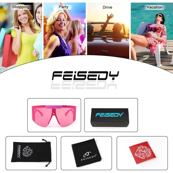 FEISEDY One Piece Oversized Sunglasses for Men Women Big Shades Wrap Shield Sunglasses for Cycling Driving Vacation B4027Pink