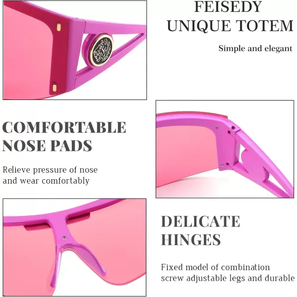 FEISEDY One Piece Oversized Sunglasses for Men Women Big Shades Wrap Shield Sunglasses for Cycling Driving Vacation B4027Pink