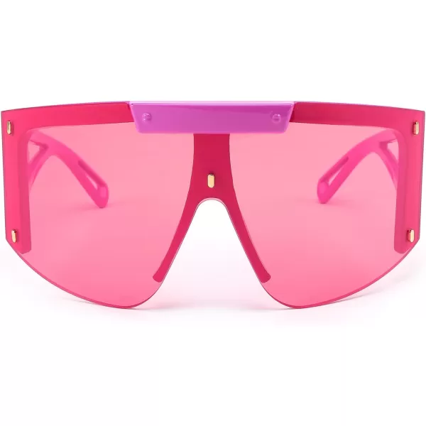 FEISEDY One Piece Oversized Sunglasses for Men Women Big Shades Wrap Shield Sunglasses for Cycling Driving Vacation B4027Pink