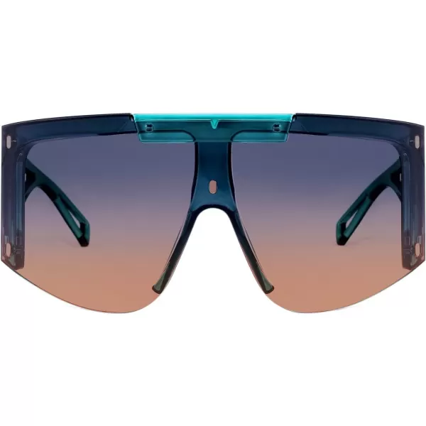 FEISEDY One Piece Oversized Sunglasses for Men Women Big Shades Wrap Shield Sunglasses for Cycling Driving Vacation B4027Transparent Blue Frame  Blueyellow Lens
