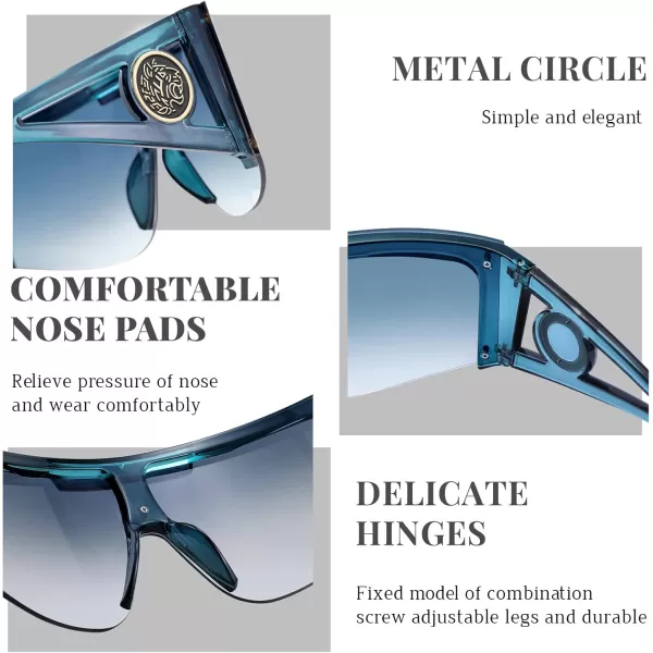 FEISEDY One Piece Oversized Sunglasses for Men Women Big Shades Wrap Shield Sunglasses for Cycling Driving Vacation B4027Transparent Blue Frame  Blueyellow Lens