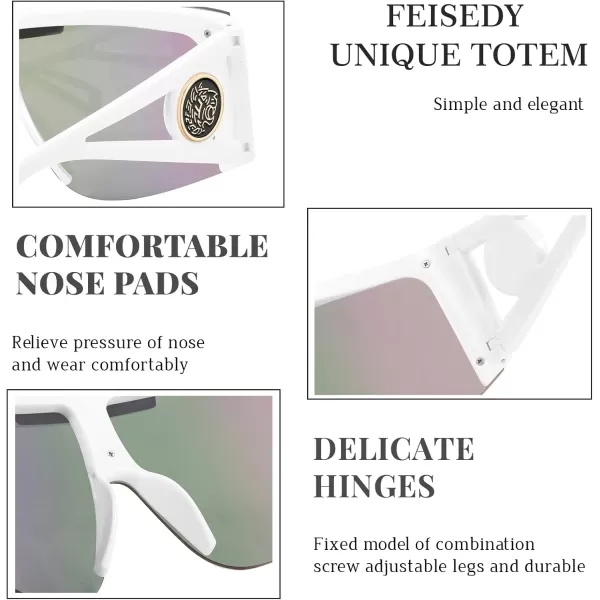 FEISEDY One Piece Oversized Sunglasses for Men Women Big Shades Wrap Shield Sunglasses for Cycling Driving Vacation B4027White Frame Purple Mirrored Lens