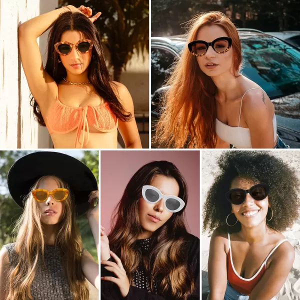 FEISEDY Oversized Cat Eye Sunglasses for Women Retro Thick Frame Oval Cateye Shades UV400 Sunnies B9068Black Leopard