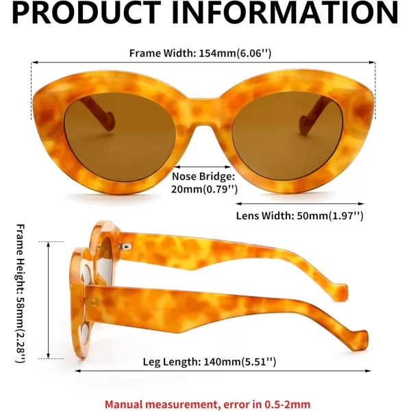 FEISEDY Oversized Cat Eye Sunglasses for Women Retro Thick Frame Oval Cateye Shades UV400 Sunnies B9068Orange Leopard