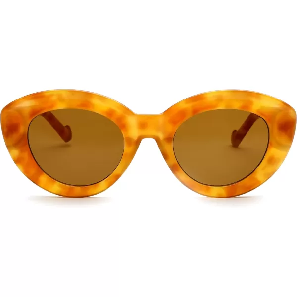 FEISEDY Oversized Cat Eye Sunglasses for Women Retro Thick Frame Oval Cateye Shades UV400 Sunnies B9068Orange Leopard