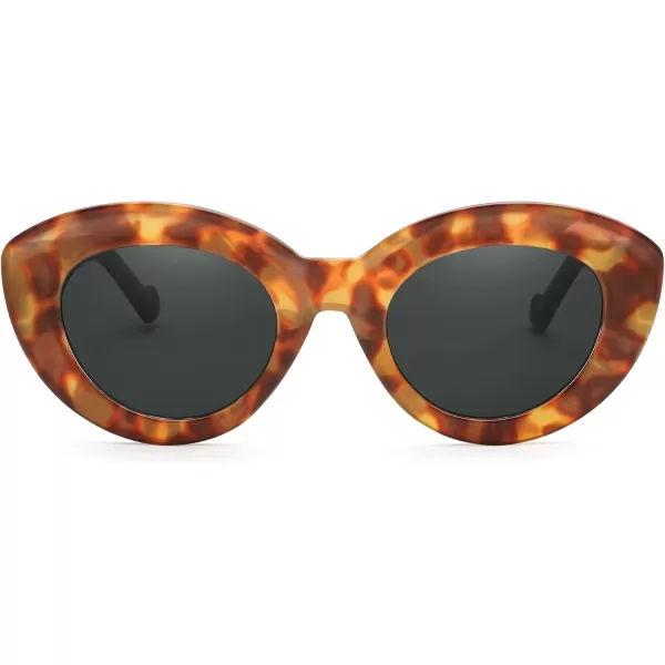 FEISEDY Oversized Cat Eye Sunglasses for Women Retro Thick Frame Oval Cateye Shades UV400 Sunnies B9068Tortoise
