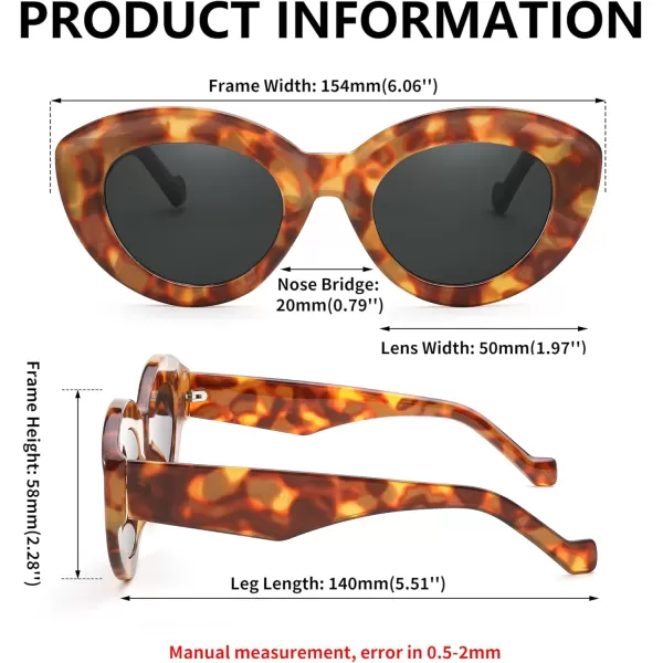 FEISEDY Oversized Cat Eye Sunglasses for Women Retro Thick Frame Oval Cateye Shades UV400 Sunnies B9068Tortoise