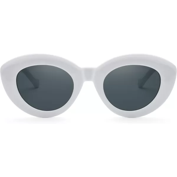 FEISEDY Oversized Cat Eye Sunglasses for Women Retro Thick Frame Oval Cateye Shades UV400 Sunnies B9068White