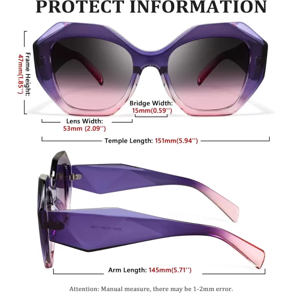 FEISEDY Oversized Cateye Sunglasses Women Men Vintage Trendy Cat Eye Shades B2817002 Purple Pink Frame Gray Pink Lens