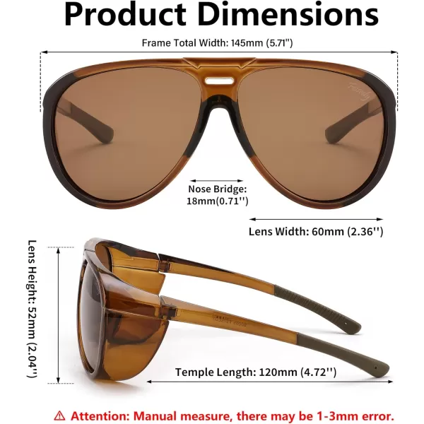 FEISEDY Polarized Aviator Sunglasses Men Women Oversized Round Steampunk Sunglasses Side Shield Goggles B0095Green Frame  Green Mirror Lens