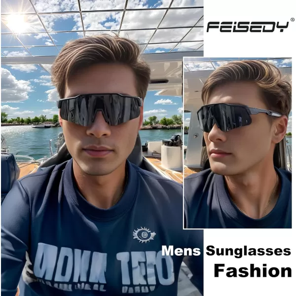 FEISEDY Polarized Youth Sports Sunglasses Teens Cycling Sunglasses Kids Sport Baseball Glasses for Boys Girls Age816 B0032Black FrameGray Lens