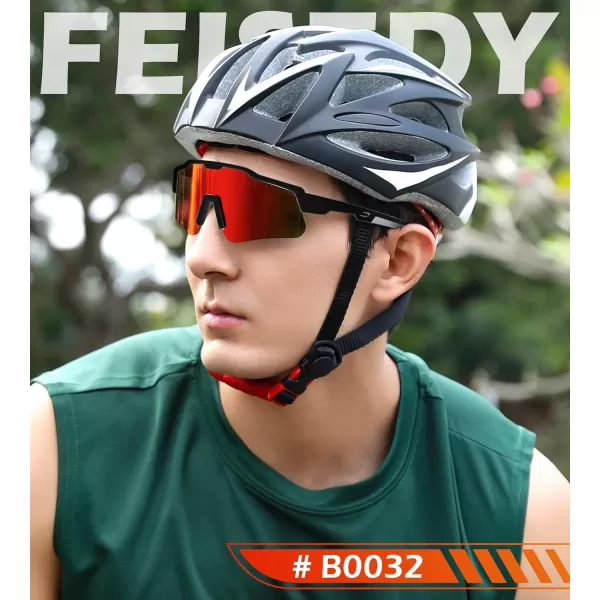 FEISEDY Polarized Youth Sports Sunglasses Teens Cycling Sunglasses Kids Sport Baseball Glasses for Boys Girls Age816 B0032Black FrameRed Mirror