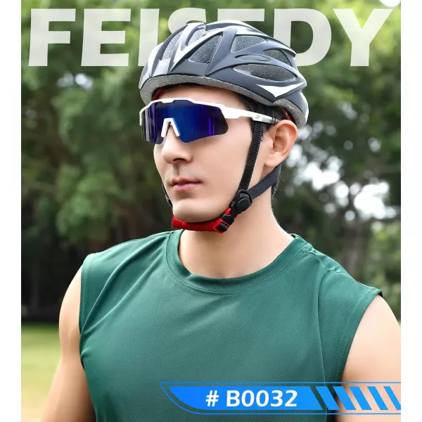 FEISEDY Polarized Youth Sports Sunglasses Teens Cycling Sunglasses Kids Sport Baseball Glasses for Boys Girls Age816 B0032White FrameBlue Mirror