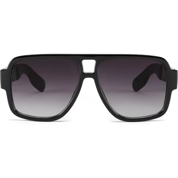 FEISEDY Retro 70s Oversized Pilot Sunglasses Women Men Plastic Vintage Square Frame B2954Black