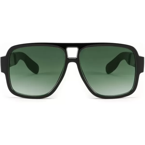 FEISEDY Retro 70s Oversized Pilot Sunglasses Women Men Plastic Vintage Square Frame B2954Black Green