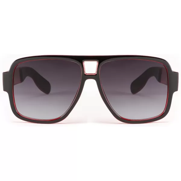 FEISEDY Retro 70s Oversized Pilot Sunglasses Women Men Plastic Vintage Square Frame B2954Black Red