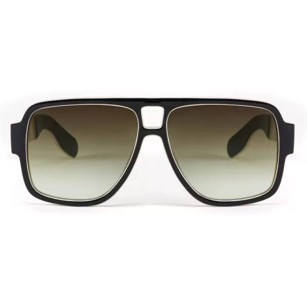 FEISEDY Retro 70s Oversized Pilot Sunglasses Women Men Plastic Vintage Square Frame B2954Black White