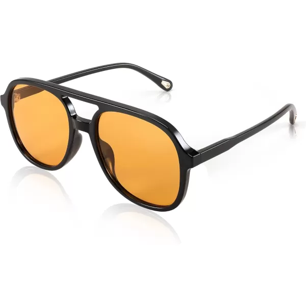 FEISEDY Retro Aviator Sunglasses Women Men Classic Square Shades Trendy Sun Glasses UV400 Protection B2394004 Black  Trendy Orange
