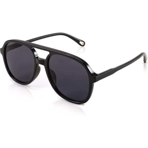 FEISEDY Retro Aviator Sunglasses Women Men Classic Square Shades Trendy Sun Glasses UV400 Protection B2394007 Black  Grey