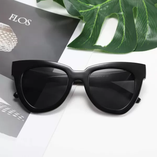 FEISEDY Retro Cat Eye Sunglasses Women Men Vintage Square Cateye UV400 Sunglasses B2586Black