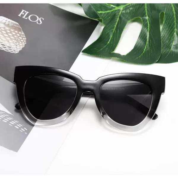 FEISEDY Retro Cat Eye Sunglasses Women Men Vintage Square Cateye UV400 Sunglasses B2586Black Clear