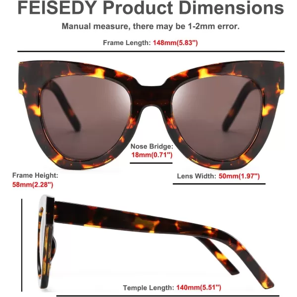 FEISEDY Retro Cat Eye Sunglasses Women Men Vintage Square Cateye UV400 Sunglasses B2586Leopard