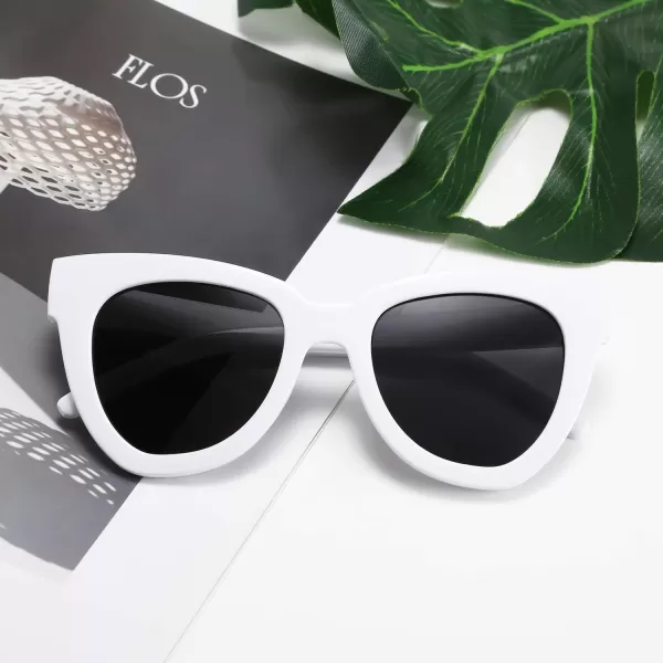 FEISEDY Retro Cat Eye Sunglasses Women Men Vintage Square Cateye UV400 Sunglasses B2586White