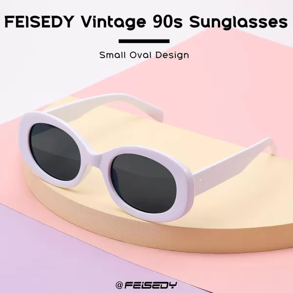 FEISEDY Retro Oval Clout Sunglasses Small Vintage 90s Style Chunky Round Sun Glasses B2312