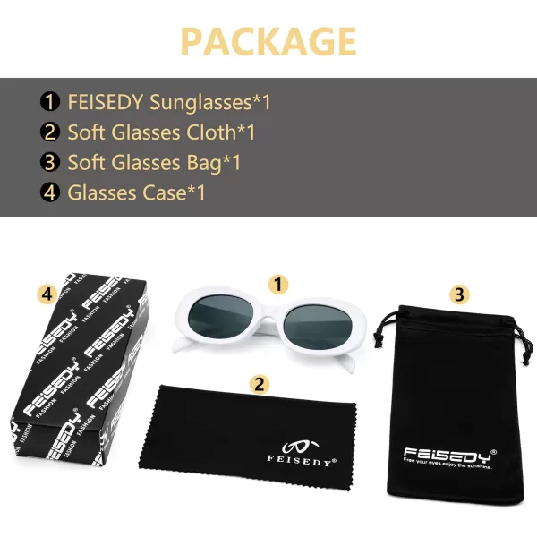 FEISEDY Retro Oval Clout Sunglasses Small Vintage 90s Style Chunky Round Sun Glasses B2312