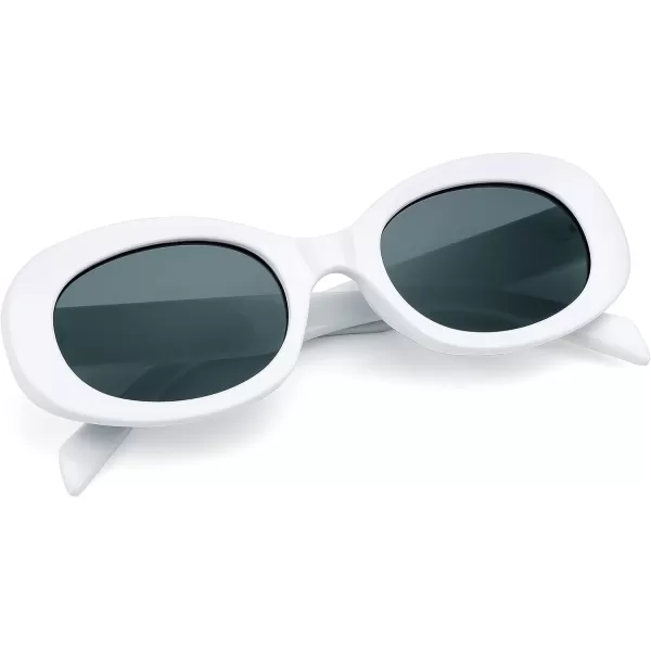 FEISEDY Retro Oval Clout Sunglasses Small Vintage 90s Style Chunky Round Sun Glasses B2312
