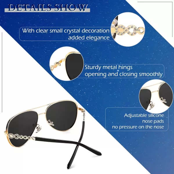 FEISEDY Retro Polarized Pilot Sunglasses for Women 70s Vintage Trendy Shades B4147Black