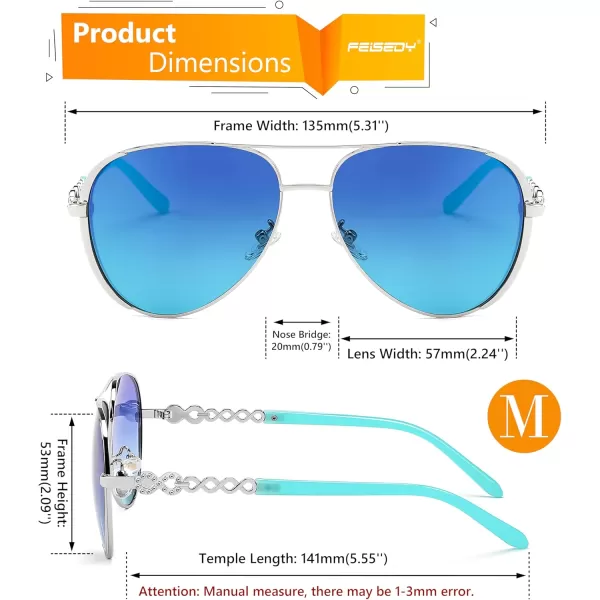 FEISEDY Retro Polarized Pilot Sunglasses for Women 70s Vintage Trendy Shades B4147Blue