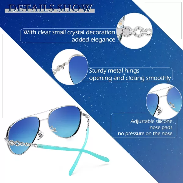 FEISEDY Retro Polarized Pilot Sunglasses for Women 70s Vintage Trendy Shades B4147Blue
