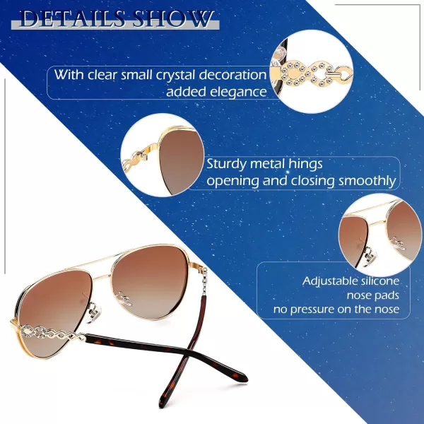 FEISEDY Retro Polarized Pilot Sunglasses for Women 70s Vintage Trendy Shades B4147Gradient Brown
