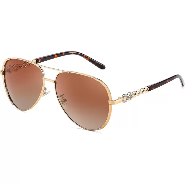 FEISEDY Retro Polarized Pilot Sunglasses for Women 70s Vintage Trendy Shades B4147Gradient Brown
