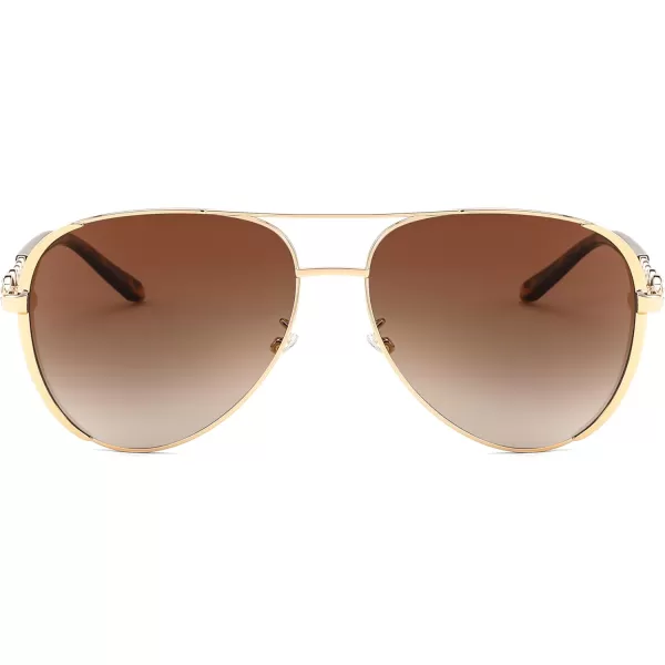 FEISEDY Retro Polarized Pilot Sunglasses for Women 70s Vintage Trendy Shades B4147Gradient Brown