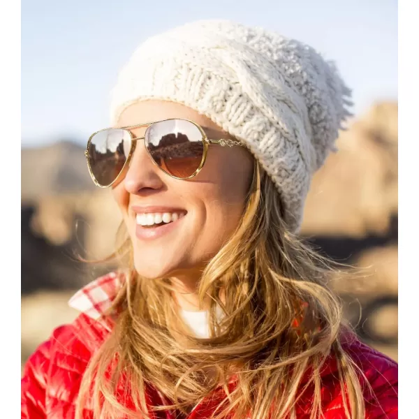 FEISEDY Retro Polarized Pilot Sunglasses for Women 70s Vintage Trendy Shades B4147Gradient Brown