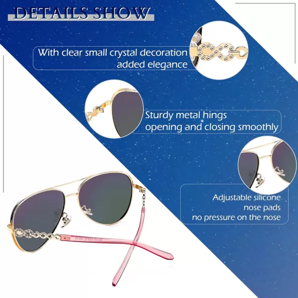 FEISEDY Retro Polarized Pilot Sunglasses for Women 70s Vintage Trendy Shades B4147Pink Mirror