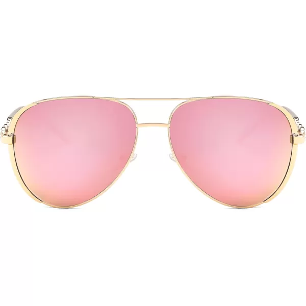 FEISEDY Retro Polarized Pilot Sunglasses for Women 70s Vintage Trendy Shades B4147Pink Mirror