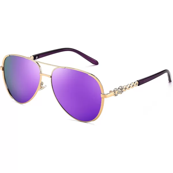 FEISEDY Retro Polarized Pilot Sunglasses for Women 70s Vintage Trendy Shades B4147Purple Mirror
