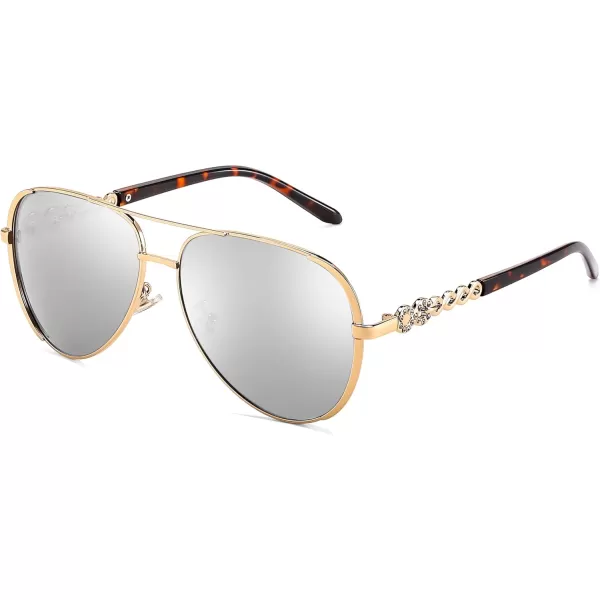 FEISEDY Retro Polarized Pilot Sunglasses for Women 70s Vintage Trendy Shades B4147Silver Mirror